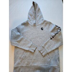 Carhartt Women’s Relaxed Fit Hoodie XL Gray Sleeve Logo Pullover Sweatshirt